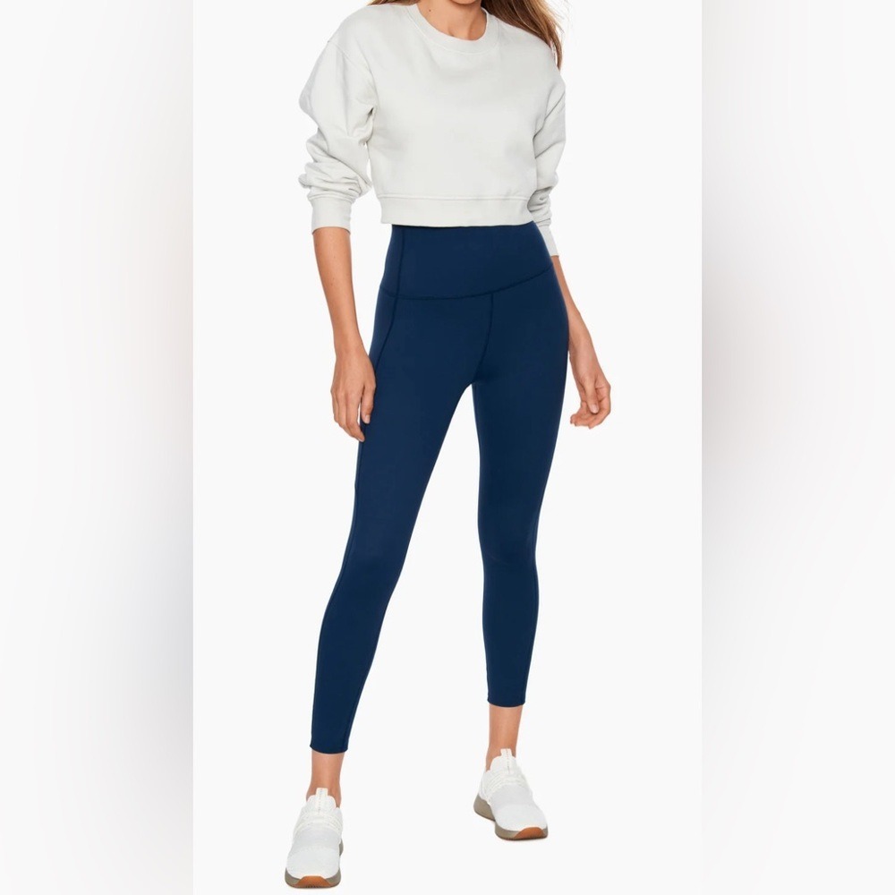 NEW Miraclesuit Performance Leggings Navy Blue Tummy Control Side Pocket Medium